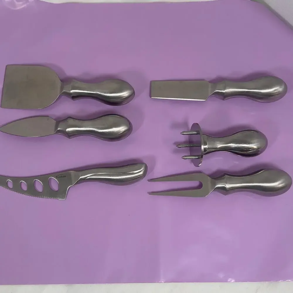 Trudeau Stainless Steel Cheese Knife Set Ergonomic Teardrop Shape Hollow Handles